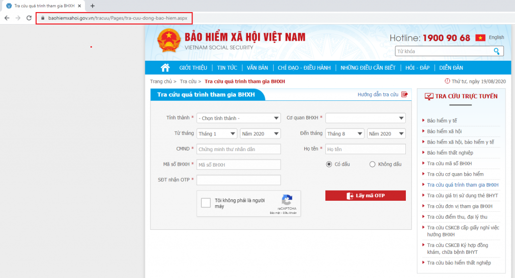 Truy cập vào website Bảo hiểm xã hội Việt Nam